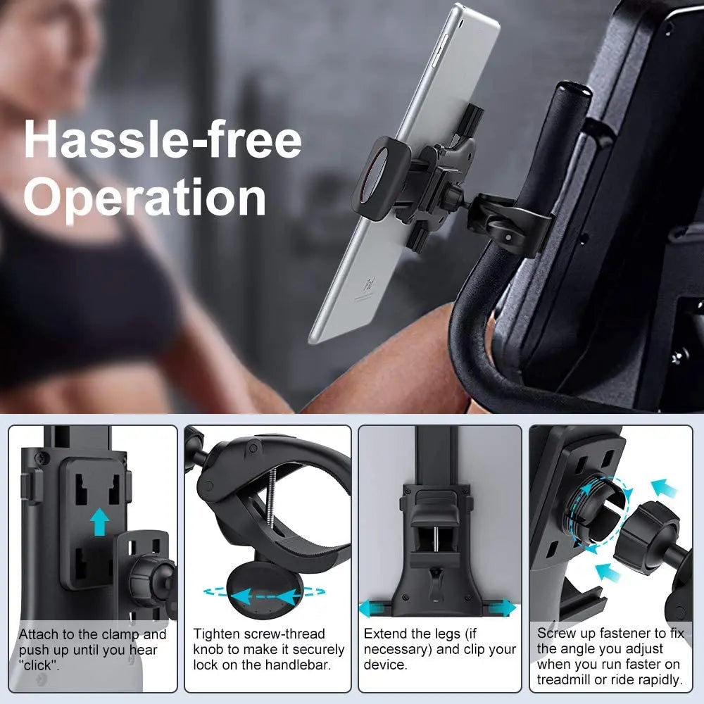 Universal Indoor Gym Treadmill Tablet Holder Bike Bicycle Handlebar Clip Stand Support For iPad Pro Air 5 4 3 Samsung Tablet PC - GilloServ
