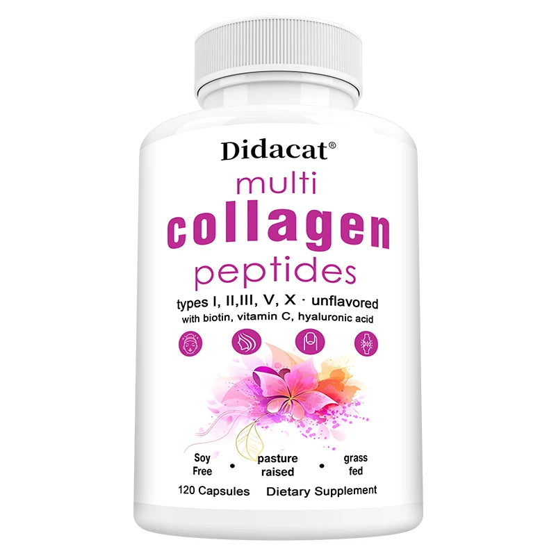 Multi-Collagen Peptides Supplement - Skin, Hair, Nails, Bone and Joint Health, Immunity, Free Radical Balance, - GilloServ