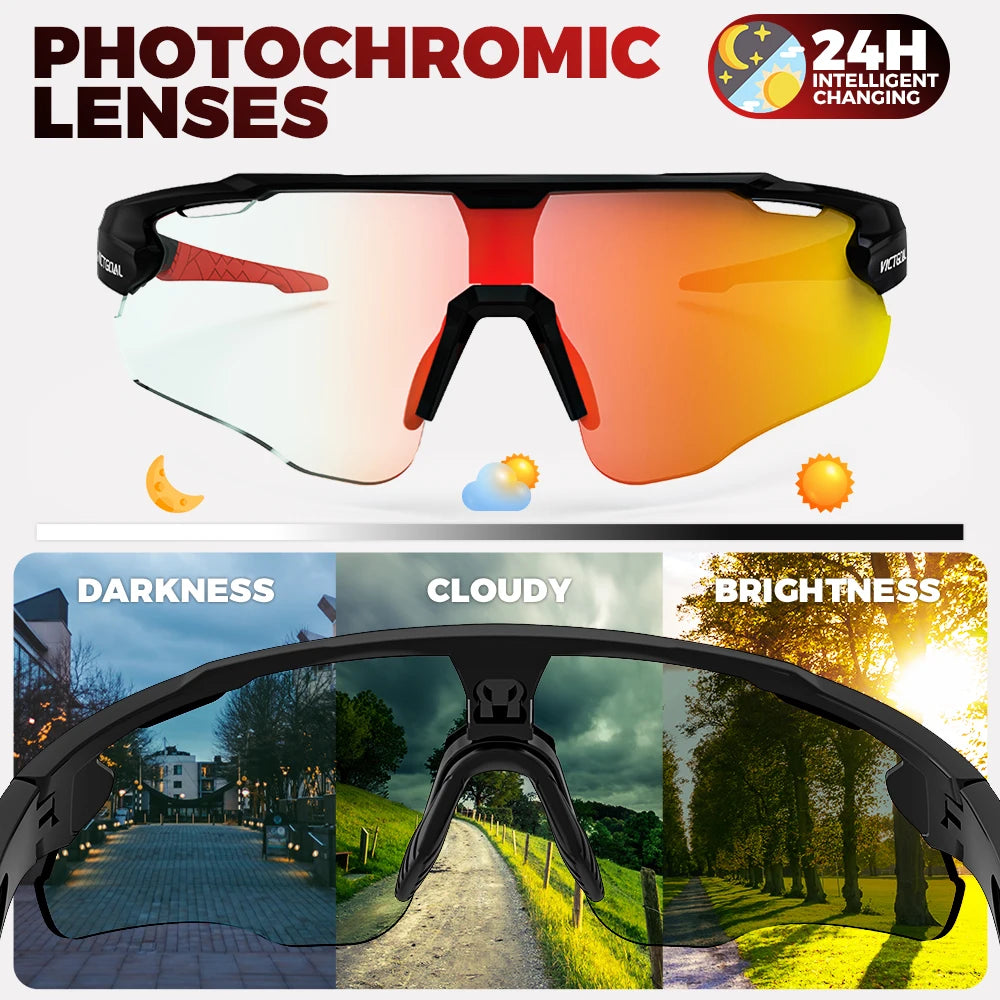 Photochromic Glasses Men Women Outdoor Cycling Sports UV400 Protection Bicycle Eyewear MTB Mountain Road Bike Eyeglass - GilloServ