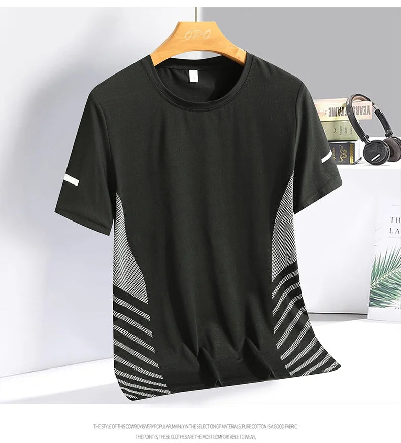 Running T-shirt Men Summer Ice Silk Thin Top