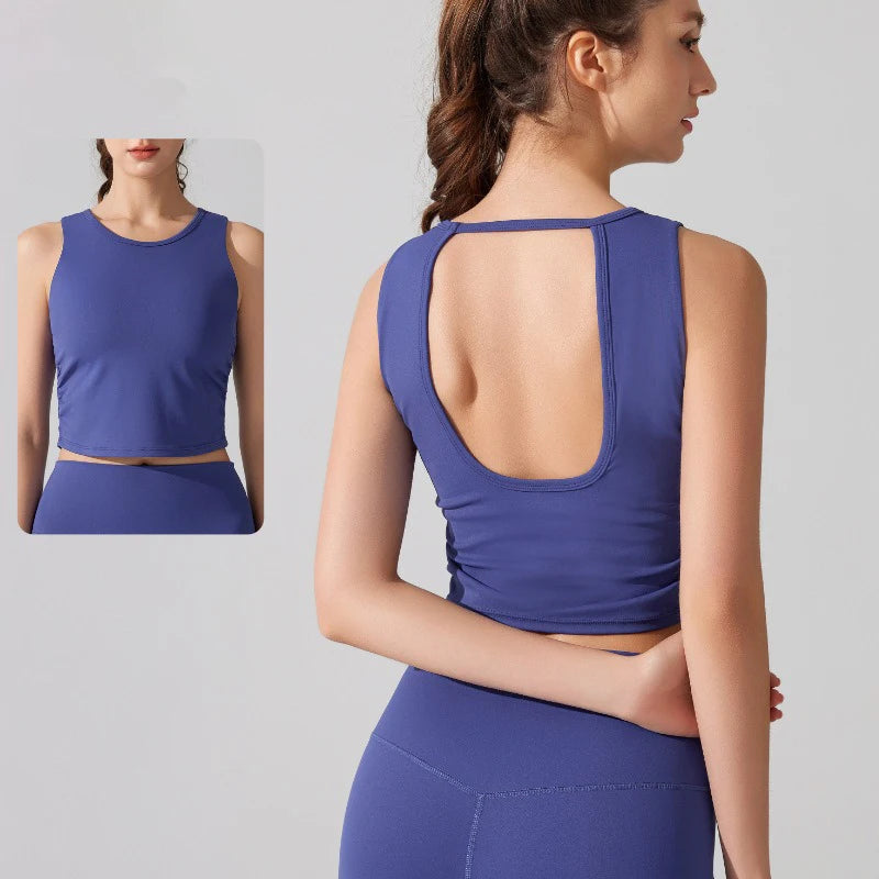 Women's Sports Bra Top with Built-in Padded Cups Breathable Yoga Vest - GilloServ