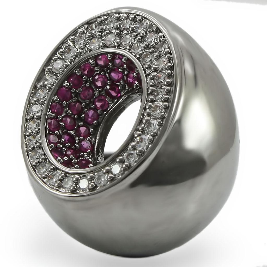0W304 - Ruthenium Brass Ring with Synthetic Garnet in Ruby-2
