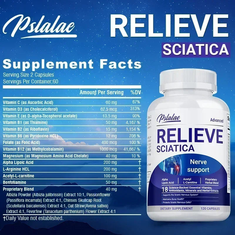 Relieve Sciatica Capsules - Contains B Vitamins To Support Sciatic Nerve Health,