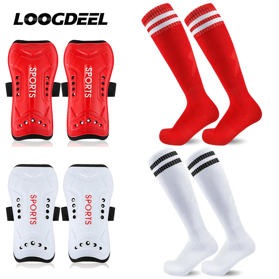 1Pair Soccer Shin Guards Socks Set Football Over Knee Length Socks - GilloServ