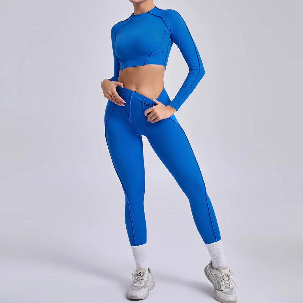 New Yoga Set Women Tracksuit Workout Legging Athletic Suit Long Sleeve - GilloServ
