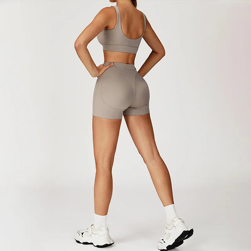 Yoga Shorts Sets Women's Tracksuit Sports Bras Fitness Sportswear - GilloServ