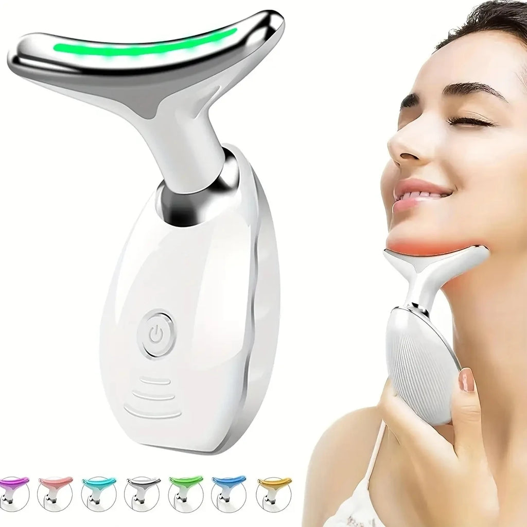 7 LED Color Vibrating Neck/Face Skin Vibrating Massager, 1 piece set portable USB charging - GilloServ