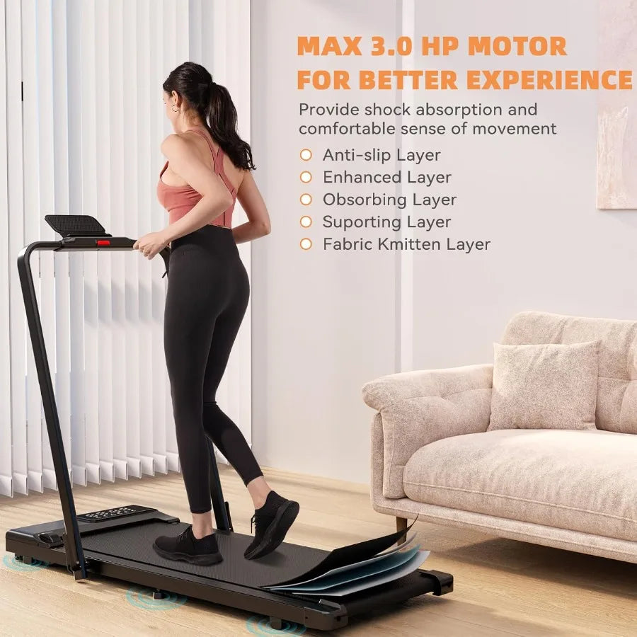 3 in 1 Walking Pad Treadmill 300 Weight Capacity Foldable Treadmill 3.0HP Low Noise Under Desk Treadmills for Home Office with - GilloServ