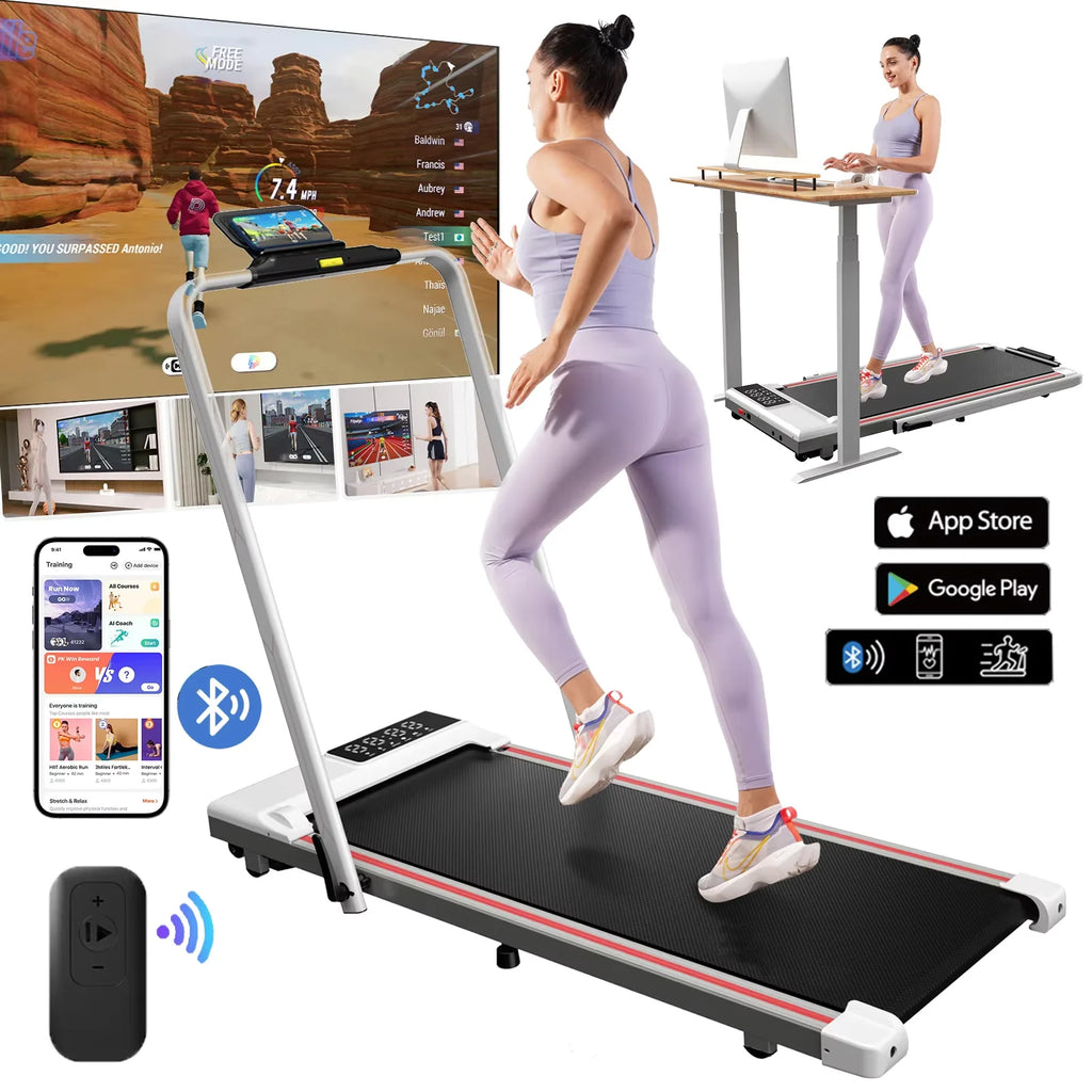 Treadmills for Home Foldable,Folding Walkingpad Treadmill MAX 300lbs APP Remote Control,Running Machine with Safety Handrail - GilloServ