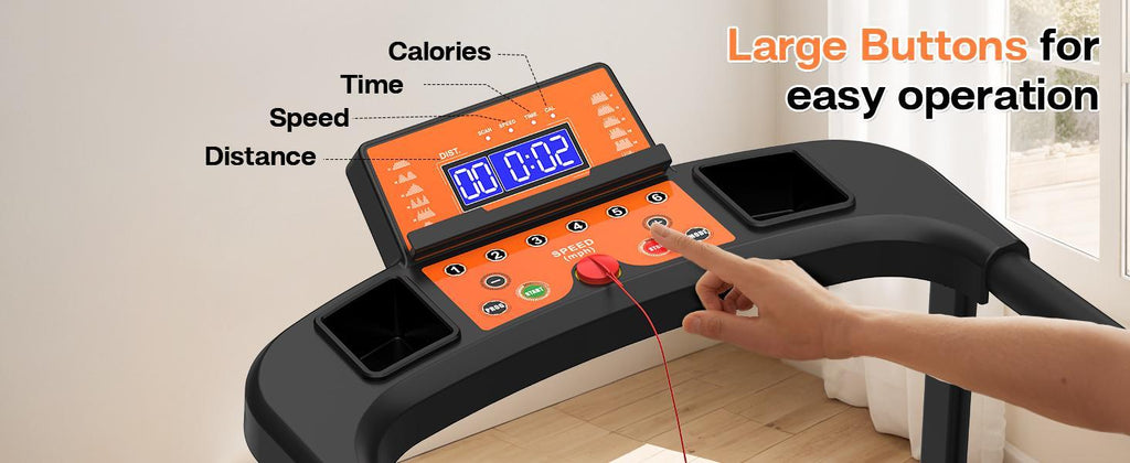 Elderly Rehabilitation Treadmill With Long Armrests LCD Display 300 Lbs Weight Capacity 3 Control Modes Cup Holder 0.5 To 7.5 MPH Speed Safety Key Easy-Move Wheels - GilloServ