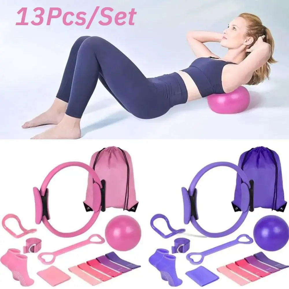 13Pcs/Set Portable Pilates Ball Set//Weight Loss Body Shaping Yoga Pilates// Circle with Storage Bag Improve Health - GilloServ