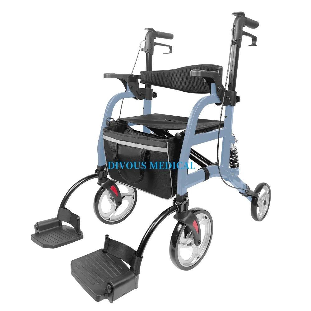 Four-legged Walking Assist Rollator Walker, Aluminum Alloy Training Mobility Aid, Small Walkers - GilloServ