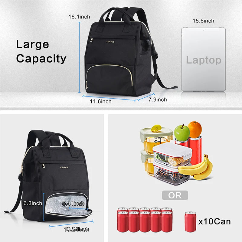 Lunch Backpack for Women 15.6 inch Laptop Backpack Insulated Cooler Backpack with USB port - GilloServ