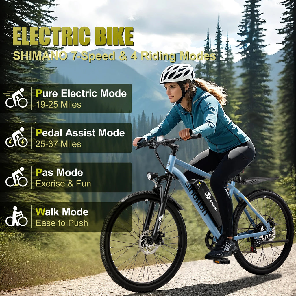 Mountain E- Bike Adults 500W Peak Motor 26'' Tires Front Suspension Electric Bicycle - GilloServ