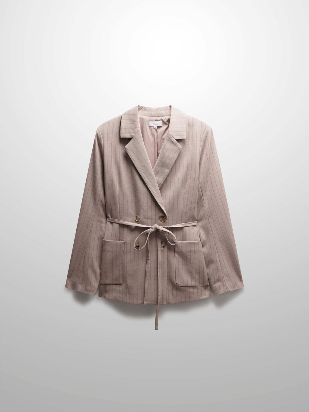 Double Breasted Pinstripe Jacket-Brown
