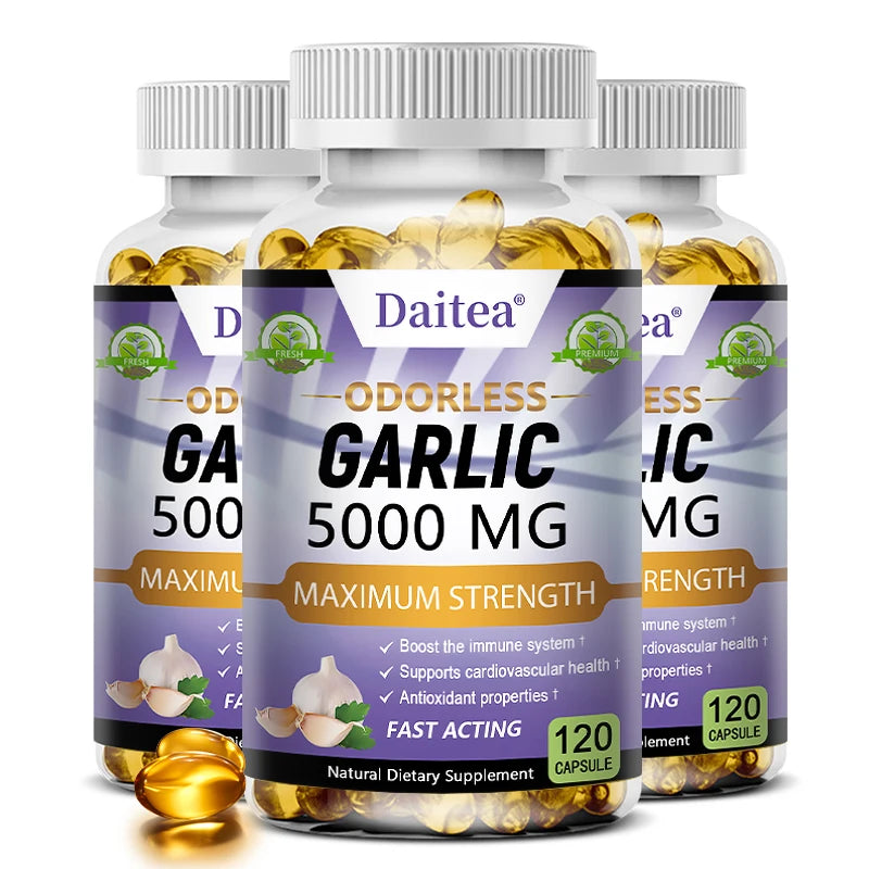Garlic Extract Capsules 5000mg, Promotes// Immunity, Heart//Skin//Cardiovascular Health, Antioxidant - GilloServ