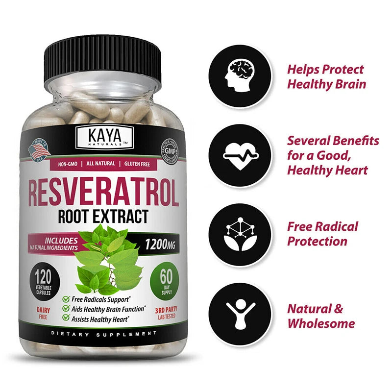 Resveratrol Capsules - Antioxidant Supplement To Support Circulatory Health and Overall Wellness,Promotes Cardiovascular Support - GilloServ