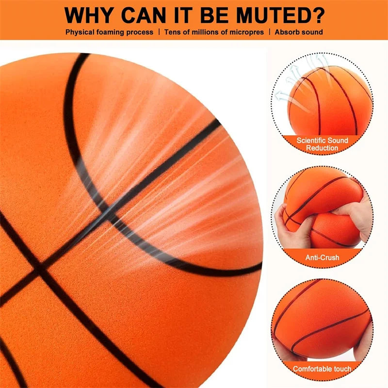 Bouncing Mute Ball Indoor Silent Basketball cm and Basket Foam Ball Sports - GilloServ