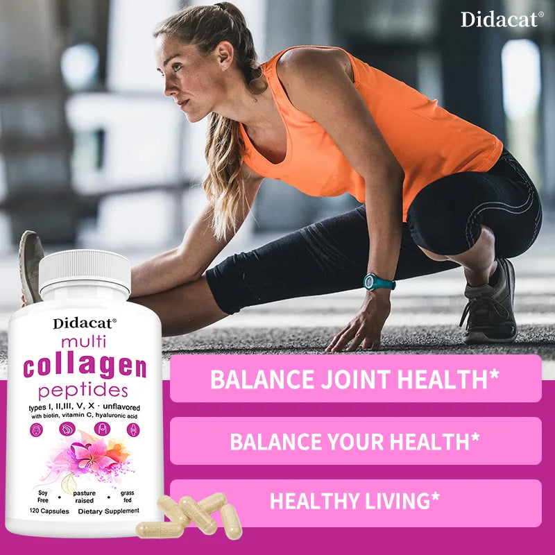 Multi-Collagen Peptides Supplement - Skin, Hair, Nails, Bone and Joint Health, Immunity, Free Radical Balance, - GilloServ