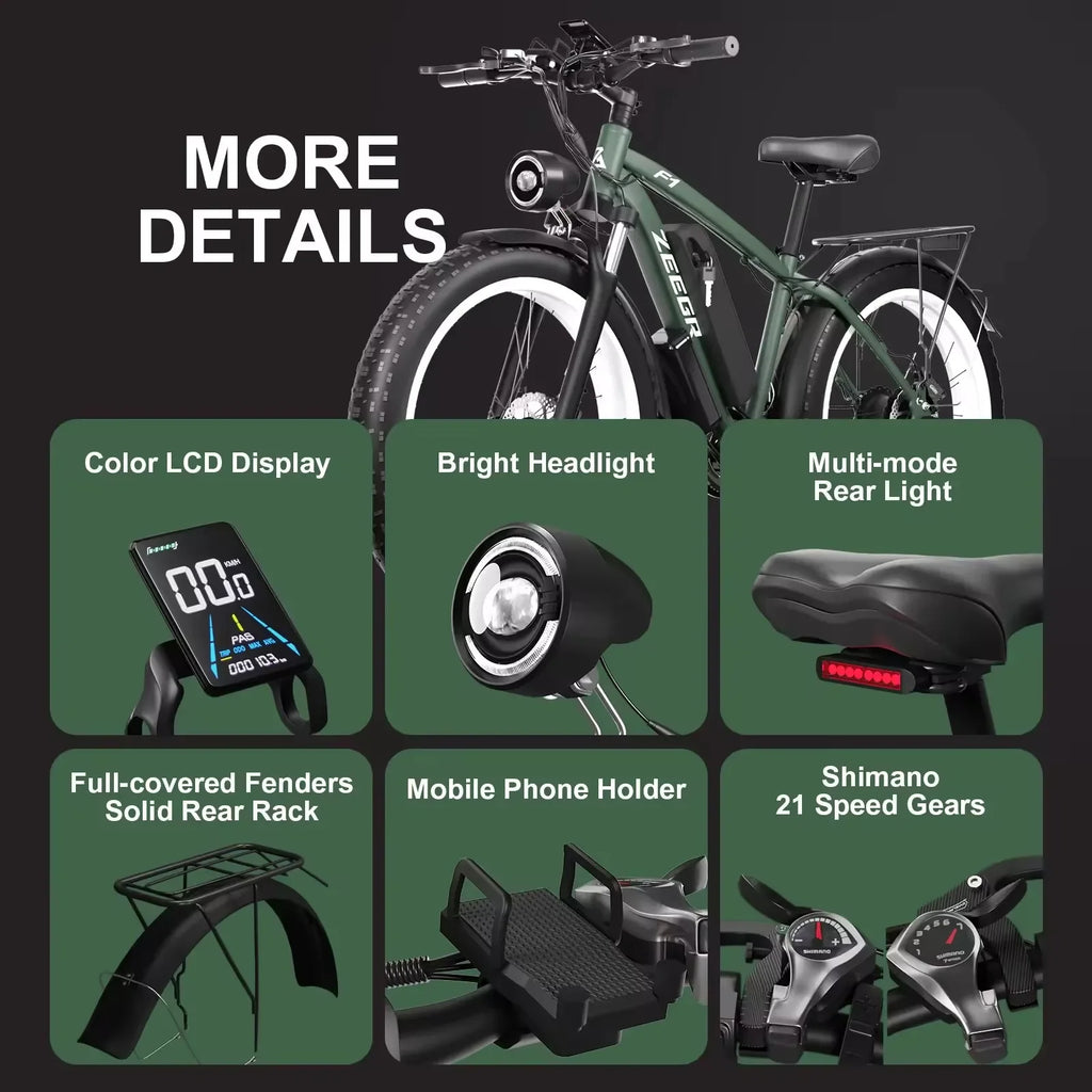 Factory Direct 26 Inch 48V 1000W Motor Ebike Bicycle Powerful Mountain Electric Bike Dirt Bike Fat pull Electric Bicycle - GilloServ