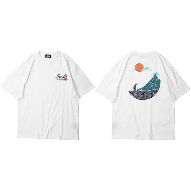Great Wave T-Shirts Hip Hop Mens Streetwear