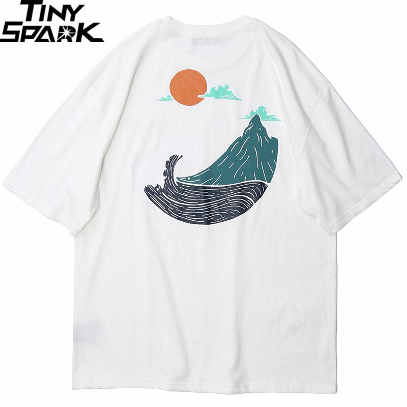 Great Wave T-Shirts Hip Hop Mens Streetwear