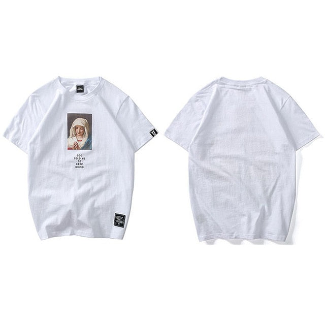 Summer Men's T-Shirts Virgin Mary Printed Casual Short
