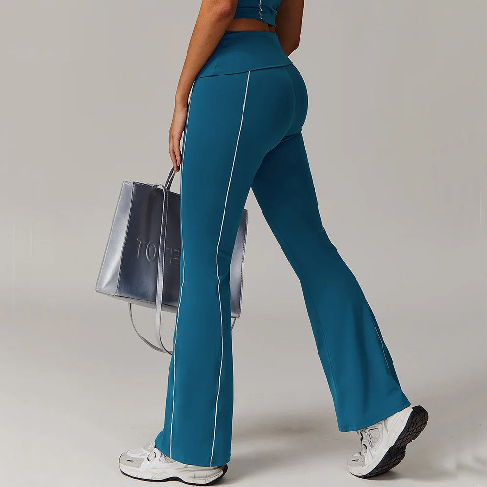 Fitness Bell-bottoms Women Sport Leggings High Waist Wide Leg - GilloServ