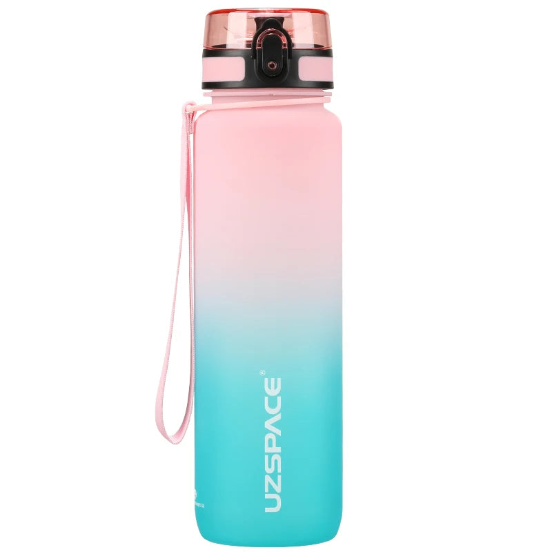 1L Sports Water Bottle With Time Marker, Leakproof - GilloServ