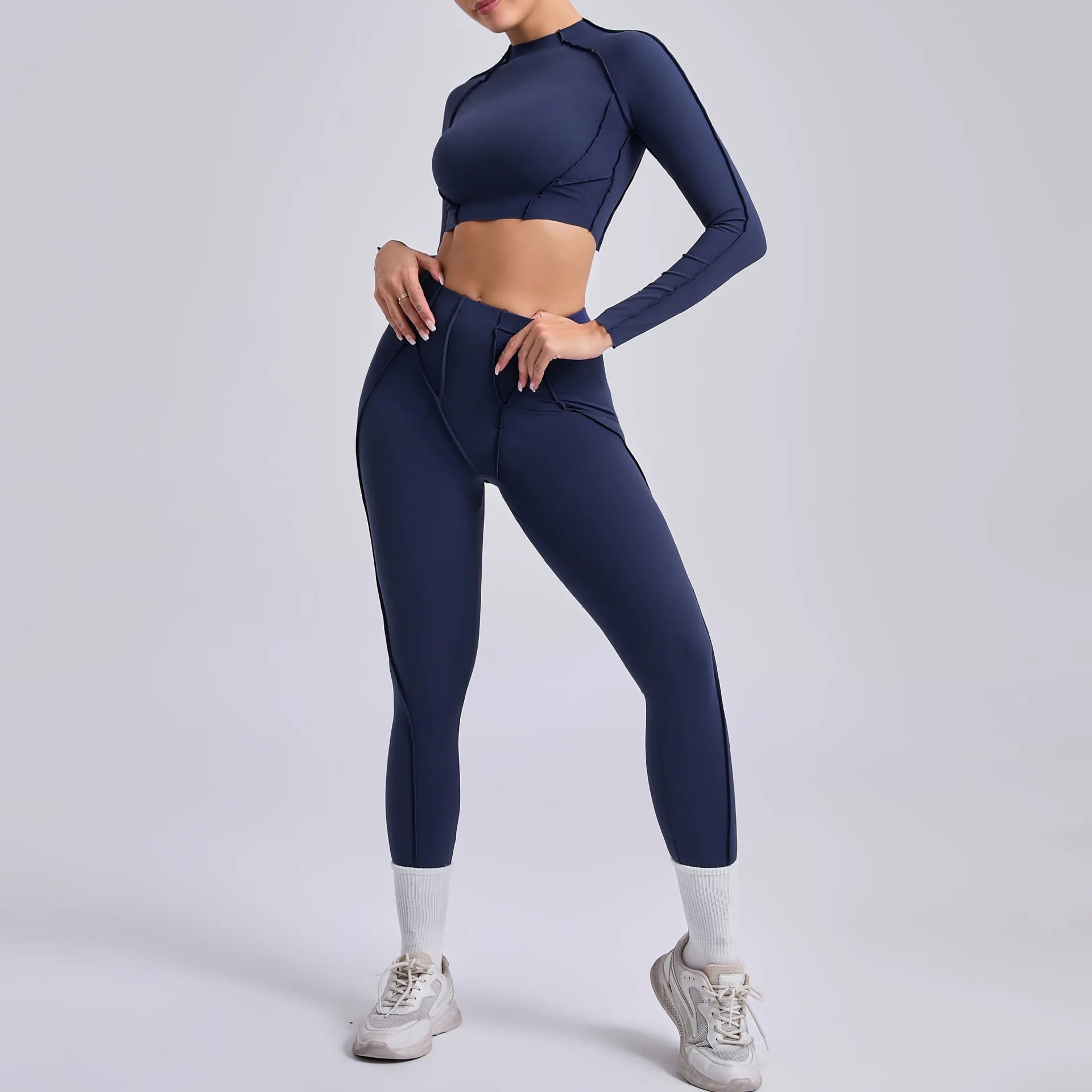 New Yoga Set Women Tracksuit Workout Legging Athletic Suit Long Sleeve - GilloServ