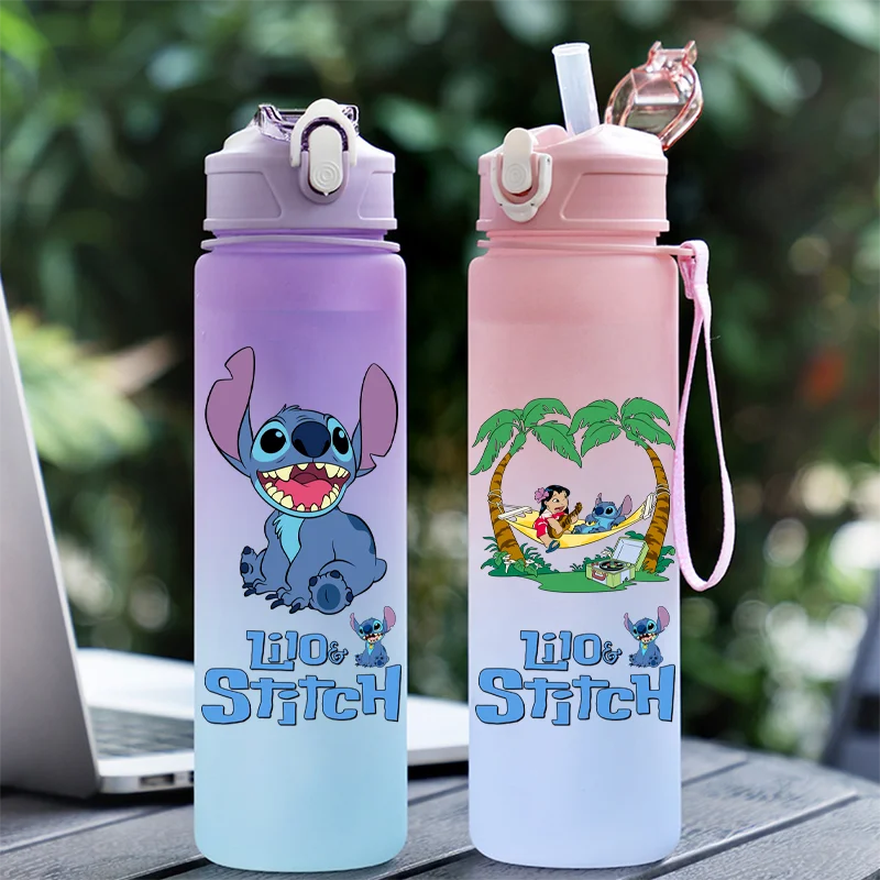 750ML Stitch Straw Water Bottle Eco-Friendly Plastic Water Cup - GilloServ