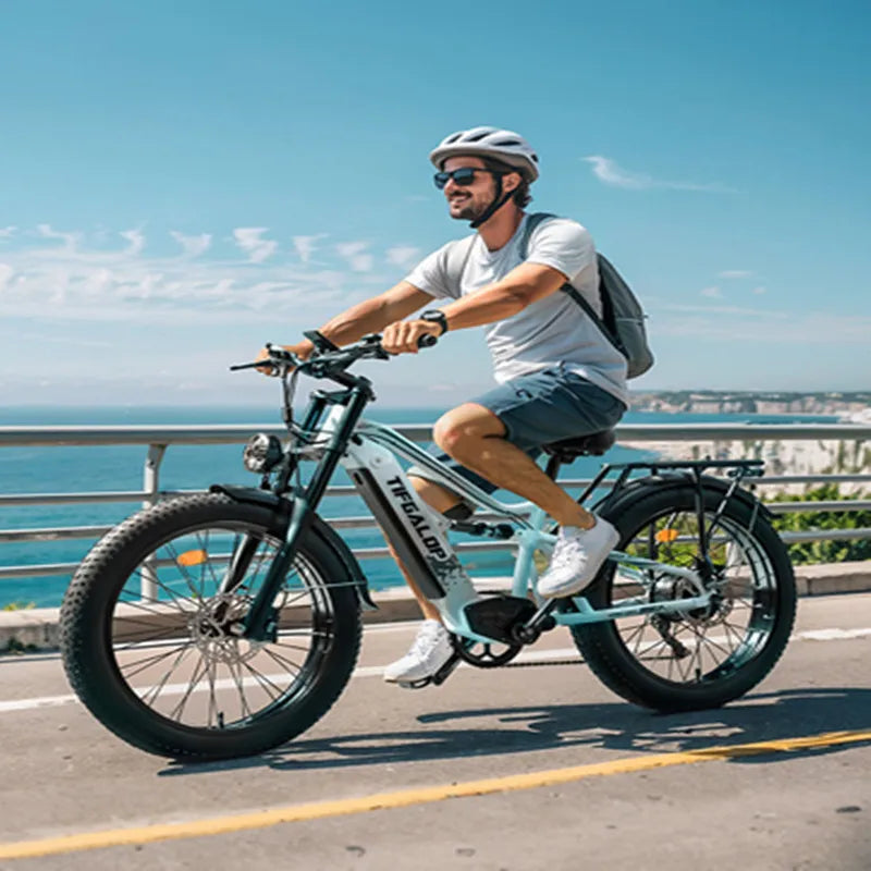 NEW RIDE Electric Bicycle Motor 750w Battery/ 52V//19AH/// Hydraulic Brake// Electric Bike26 inch Fat Tire - GilloServ