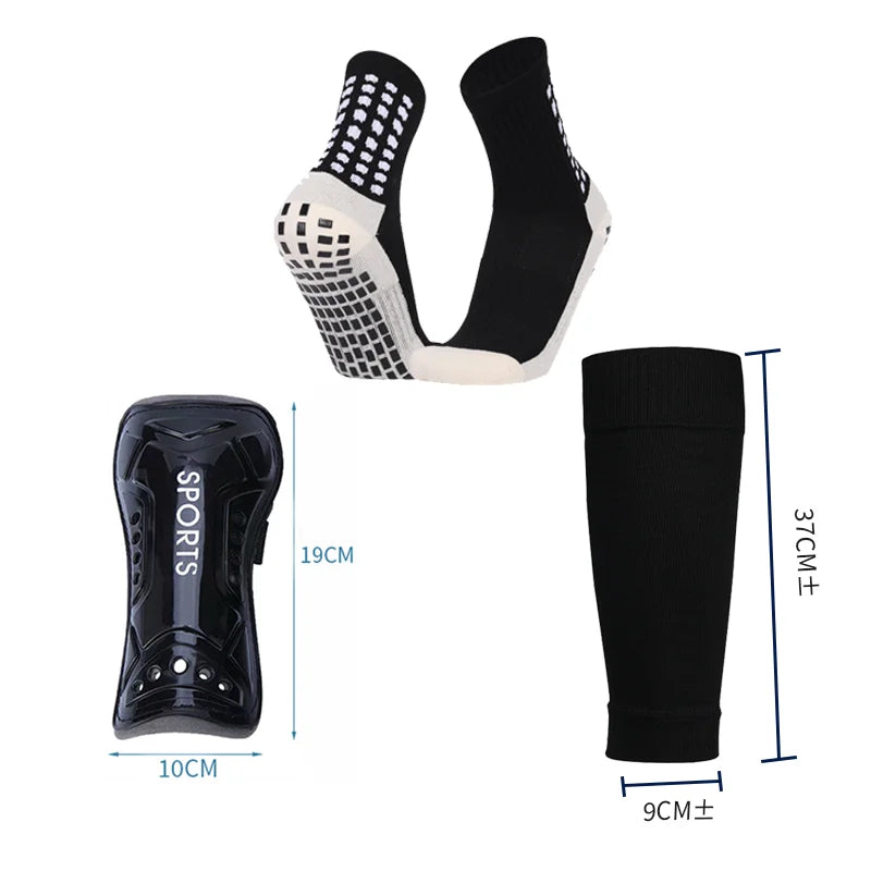 3 Pieces Set Anti Slip Grips Socks and Shin Guard & Sleeve Set - GilloServ
