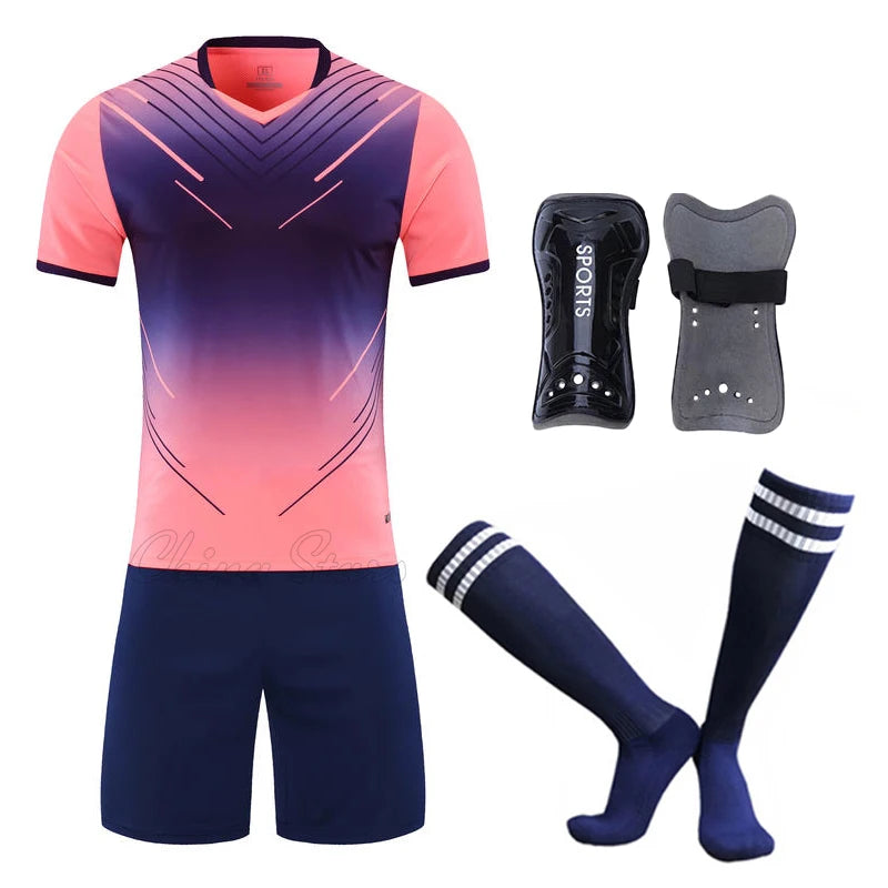Football Jerseys Kits/Socks/Shin Pads Soccer Uniforms/Adult/Kid Suits