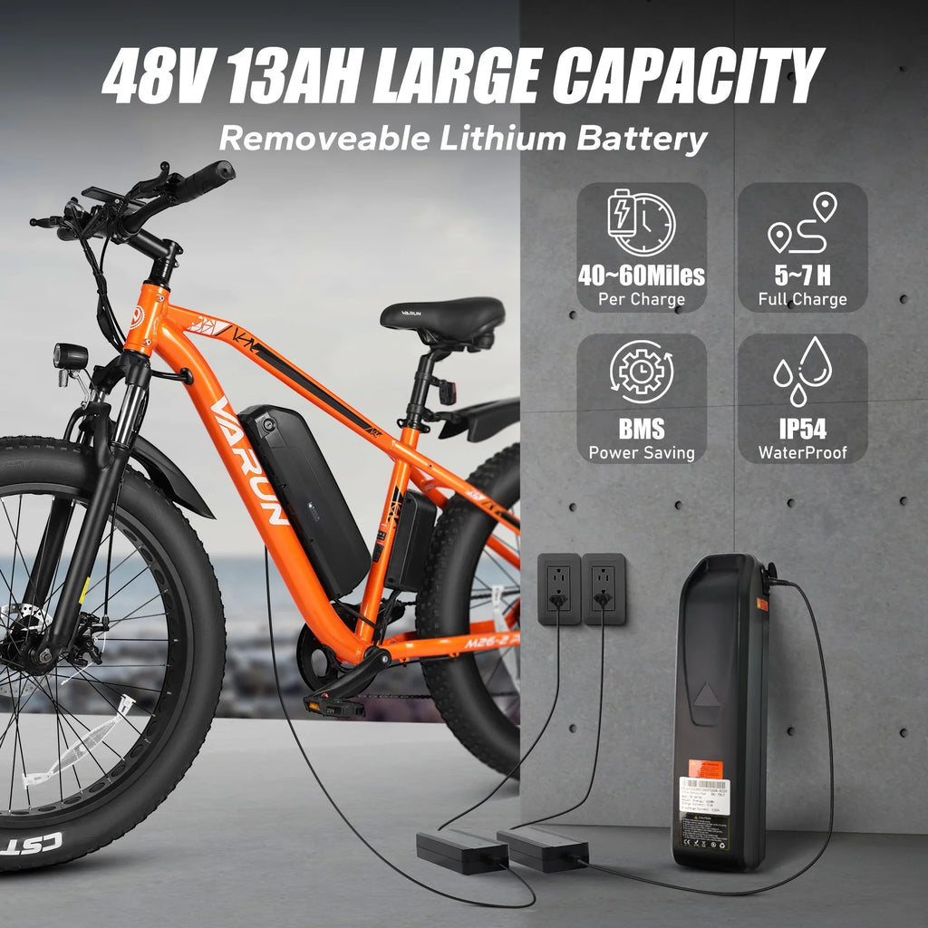BEST PROF M26-2 Adult Electric Bicycle,250W Motor Electric bike, 8V 13AH Battery City E-bike, 26 Inch Fat Tire - GilloServ