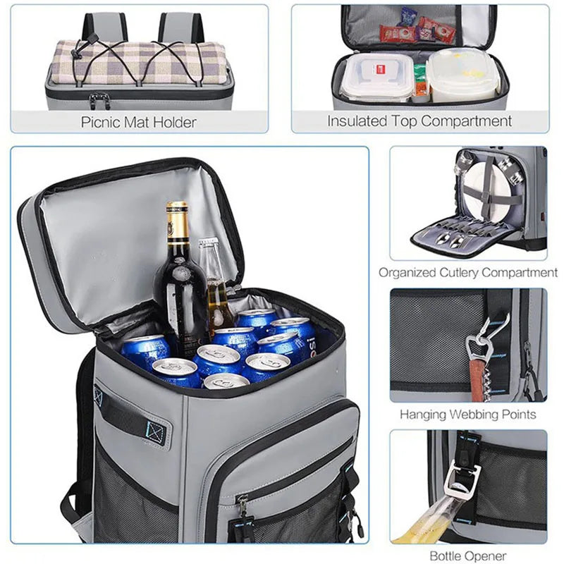 Insulated Leak Proof Back back Cooler Hiking Bag Outdoor Multi-Functional Large Waterproof Rucksack - GilloServ