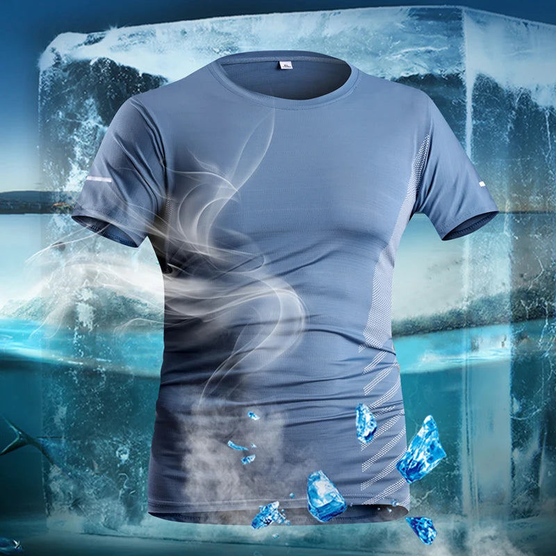 Running T-shirt Men Summer Ice Silk Thin Top