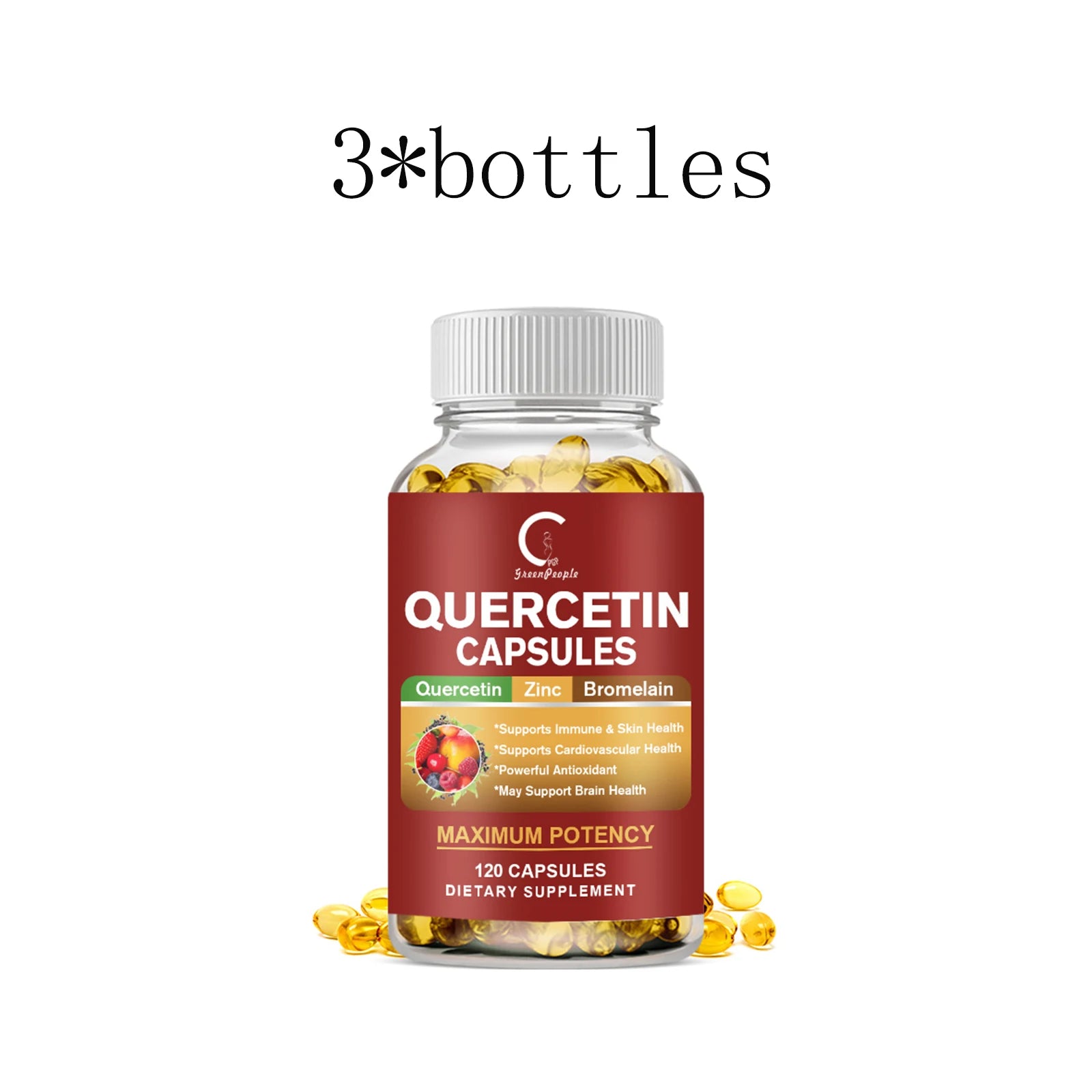 Quercetin Capsules Supplement Quercetin with Bromelain Capsule- Non-GMO - Gluten Free - Supports Overall Health & Well Being - GilloServ