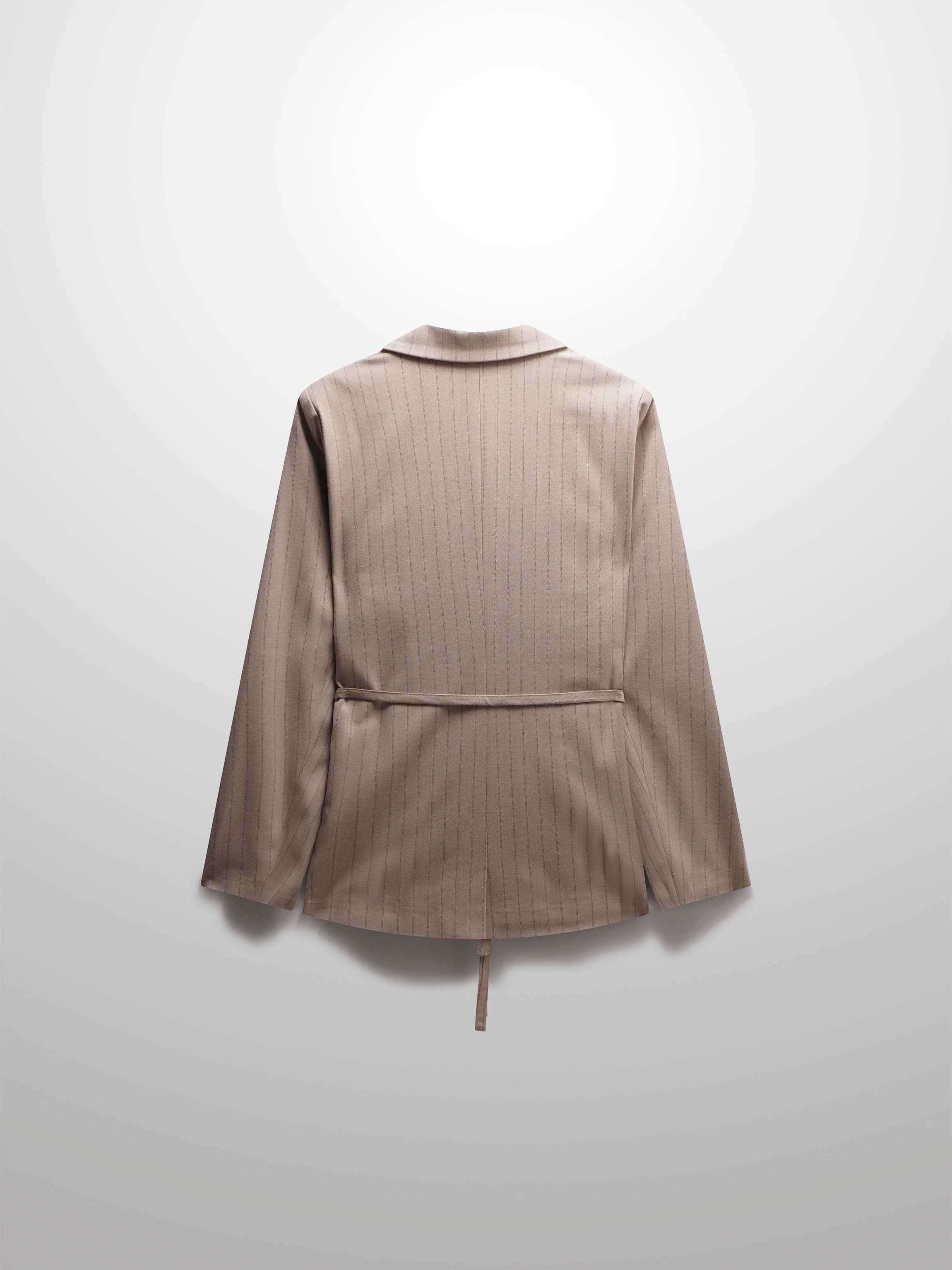 Double Breasted Pinstripe Jacket-Brown