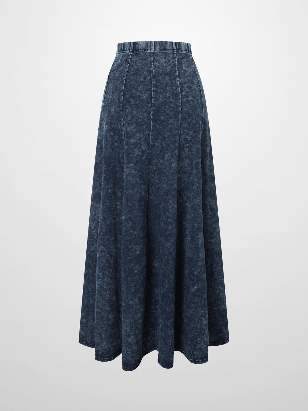 Paneled Flare Skirt 37"-Blue Wash-2