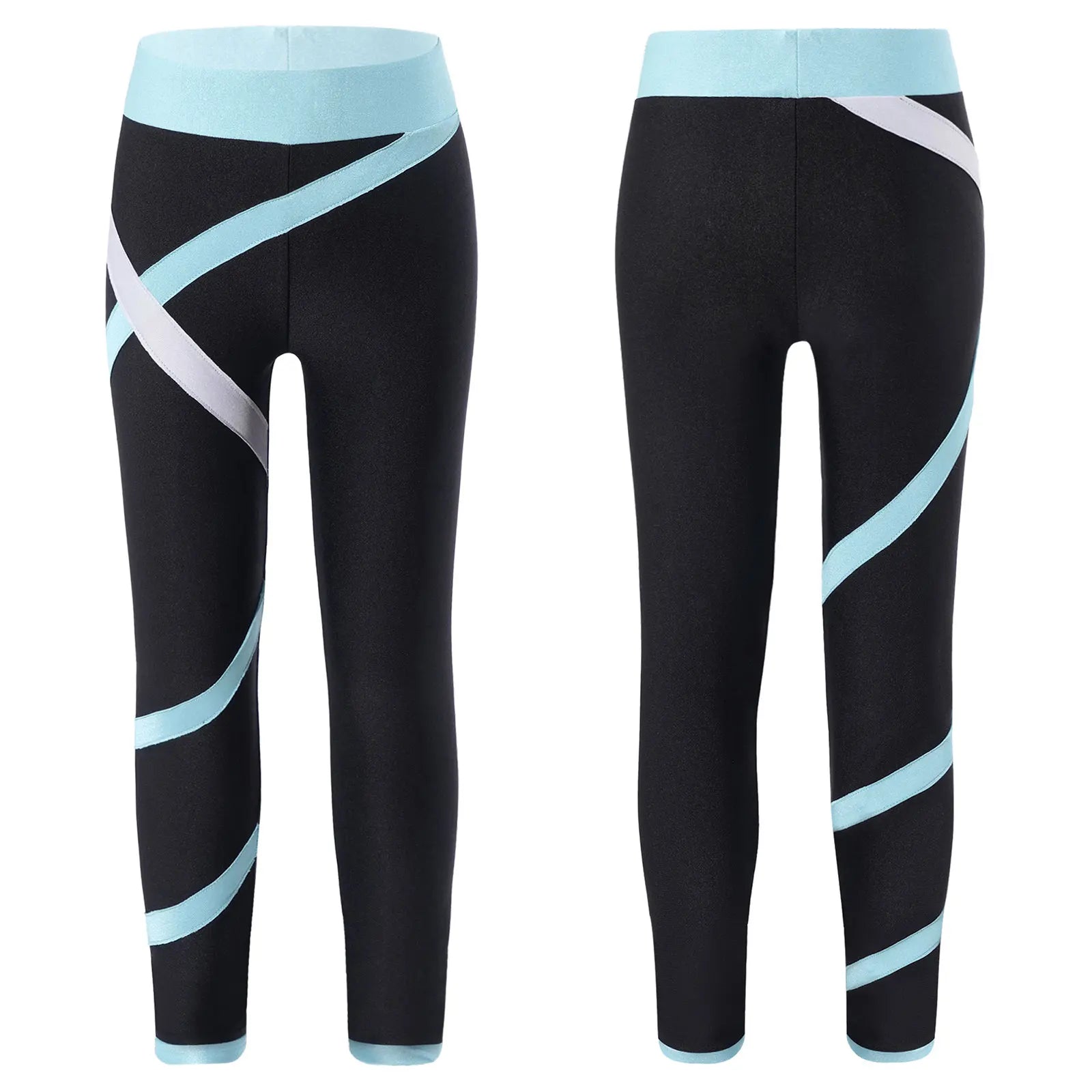 Kids Girls Figure Skating Pants Stretchy Skinny Workout Dance Leggings - GilloServ
