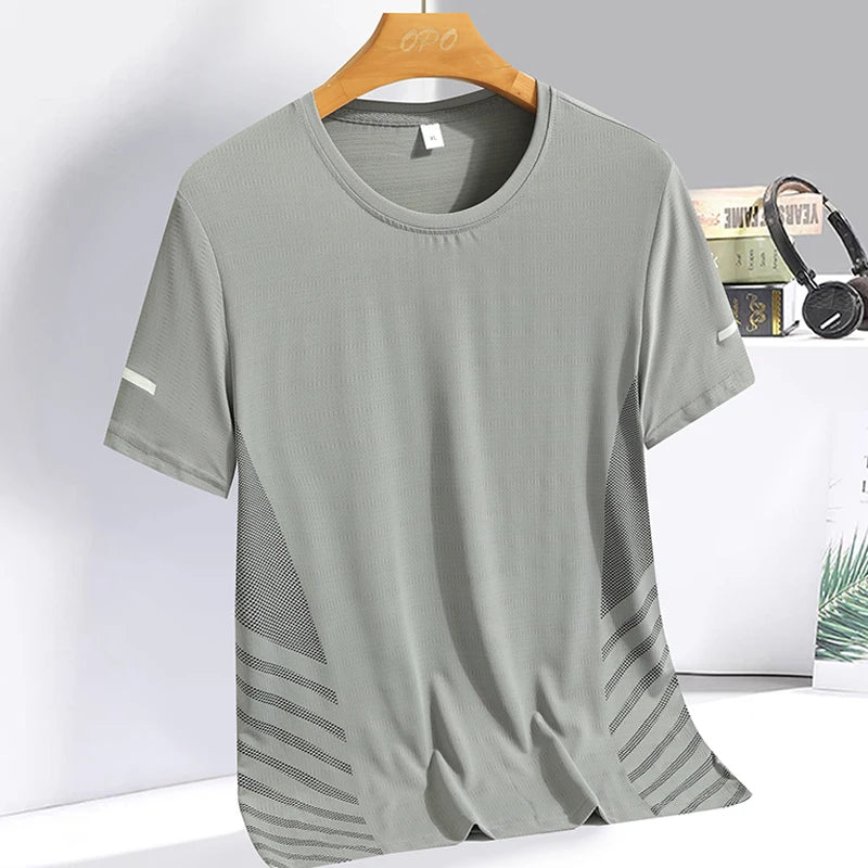 Running T-shirt Men Summer Ice Silk Thin Top