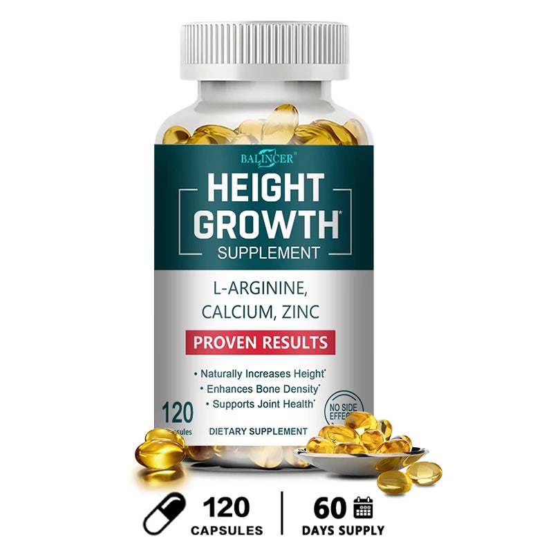 Height Growth Supplement - with Calcium, Vitamin D3 To Support Joint Health, Bone Strengthening and Growth - 120 Capsules - GilloServ