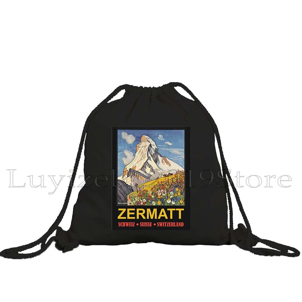 Zurich Switzerland Map Flag Swiss Girl Drawstring Bag - GilloServ