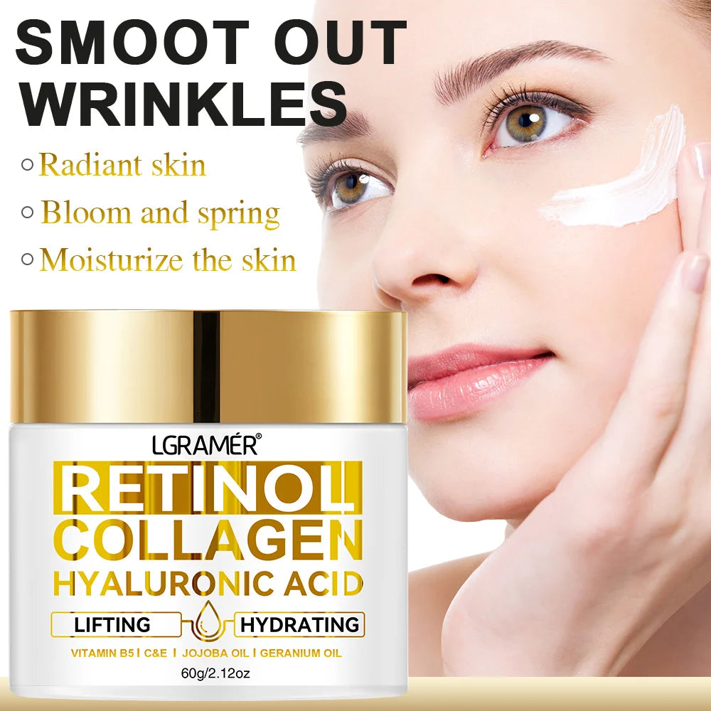 Retinol Face Cream Moisturizing Wrinkle Remover Collagen Hyaluronic Acid Creams Skin Care Cosmetic for Women&Men - GilloServ