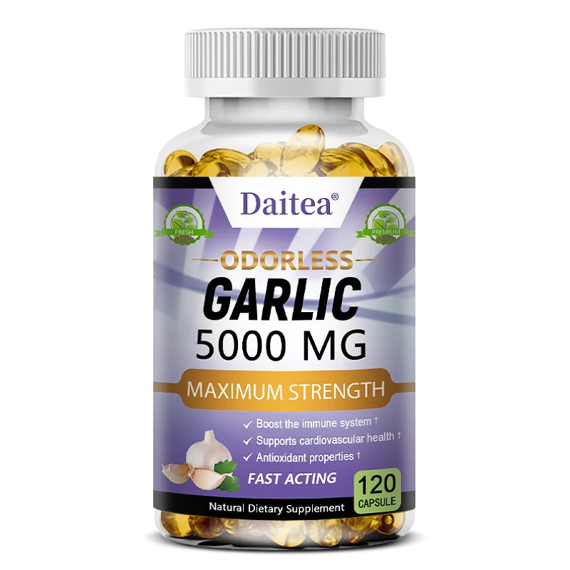 Garlic Extract Capsules 5000mg, Promotes// Immunity, Heart//Skin//Cardiovascular Health, Antioxidant - GilloServ
