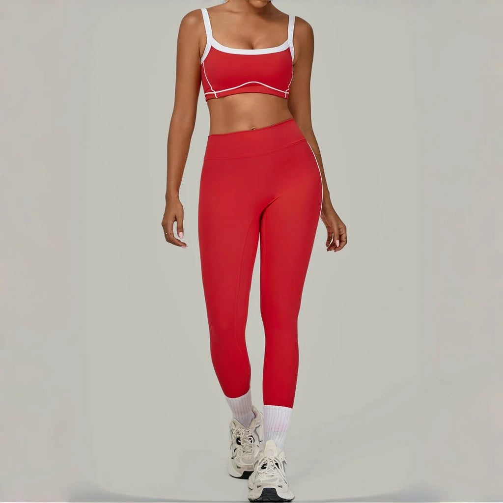 Yoga Suit Sports Fitness High Waist Peach// Hip Tight  Clothes Gym Leggings Set - GilloServ