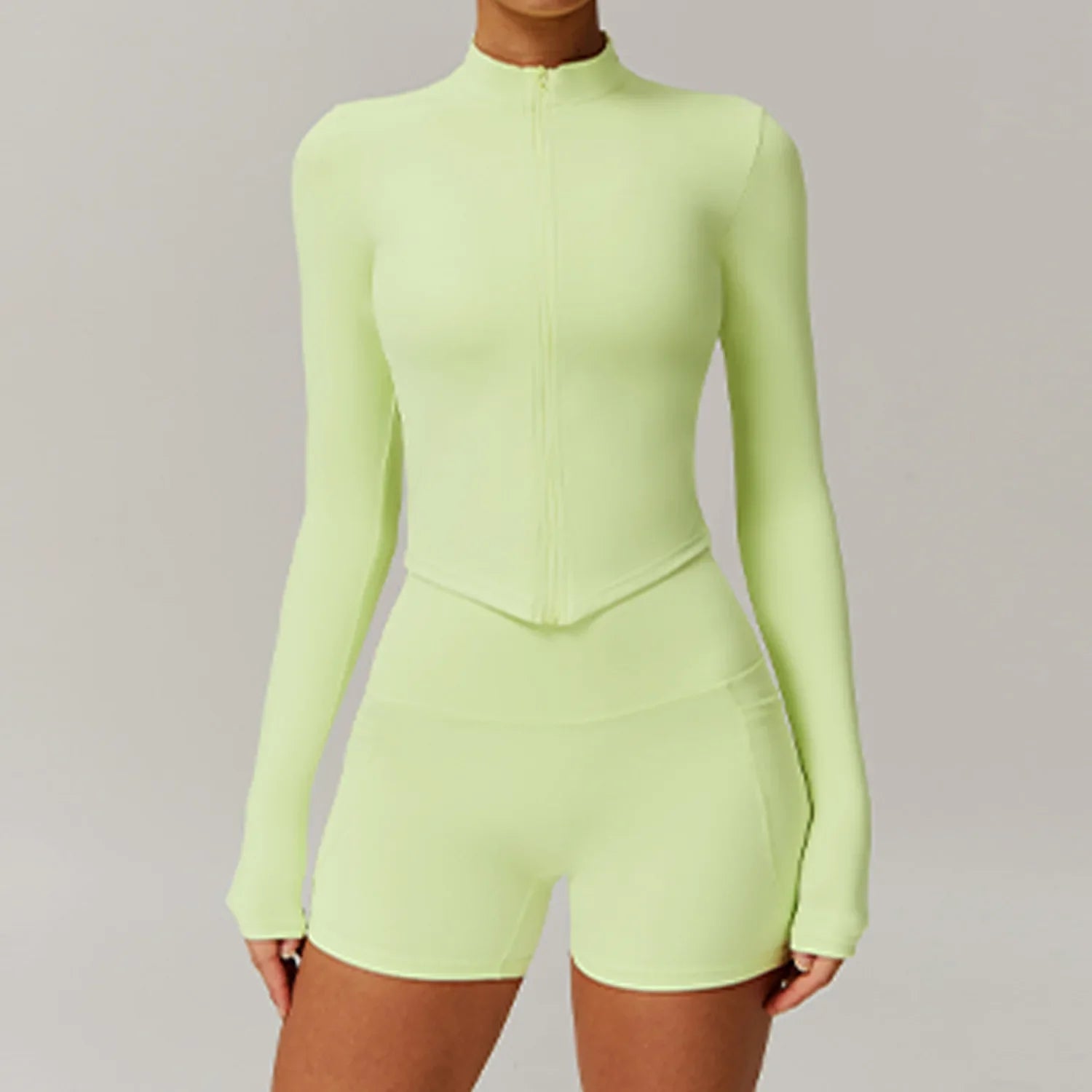 Yoga Coat Top Solid Color Women's Sports Wear Long Sleeve Thickened Warm Half High Collar Zipper Fitness Wear Gym 2025 New - GilloServ