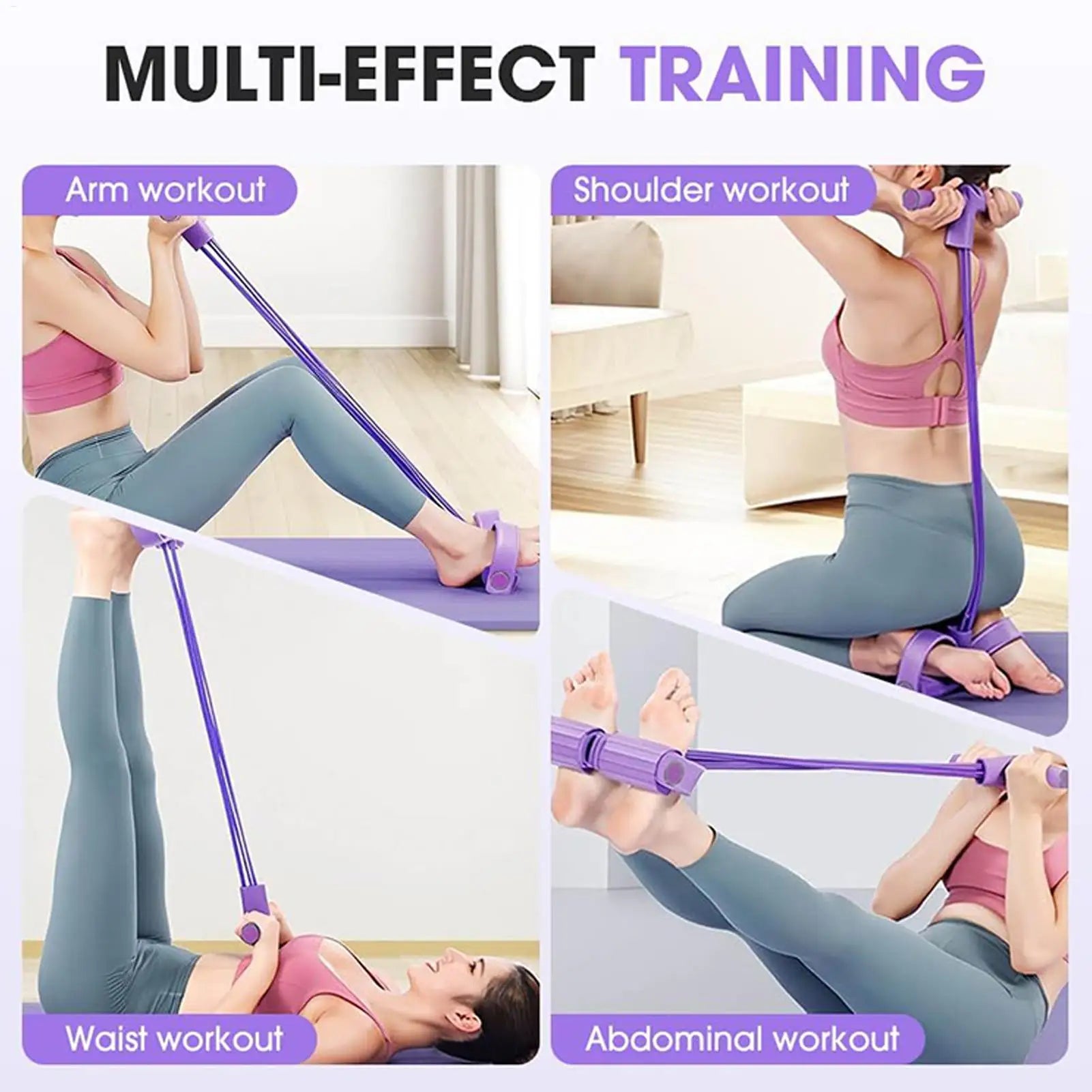 Fitness Resistance Bands 4 Tube Pedal Puller Exercise Resistance Band - GilloServ