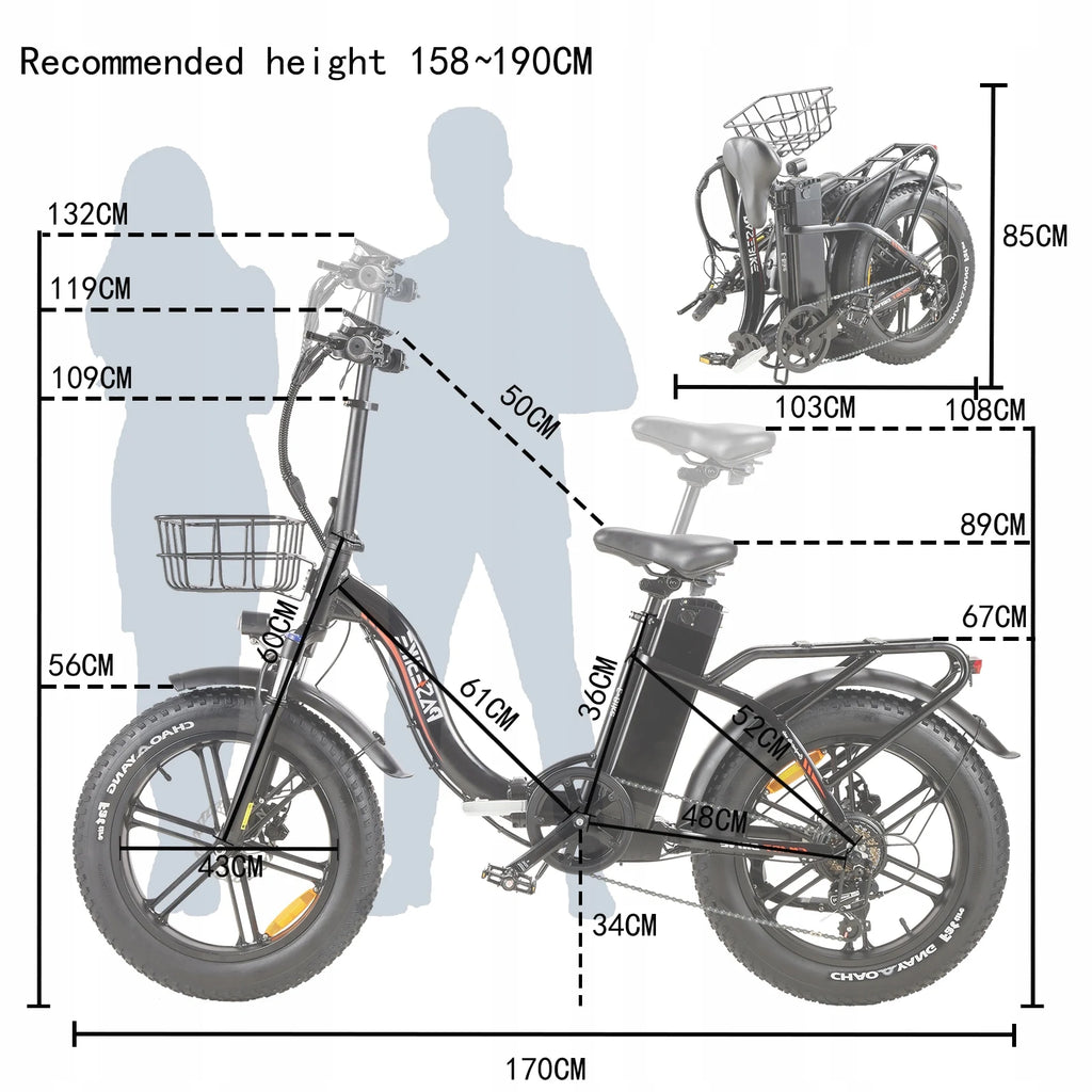 NEW BEST 20 Inch Fat Tire Ebike 750W Motor Battery Electric// Full Suspension //48V Best Mountain E Bike - GilloServ